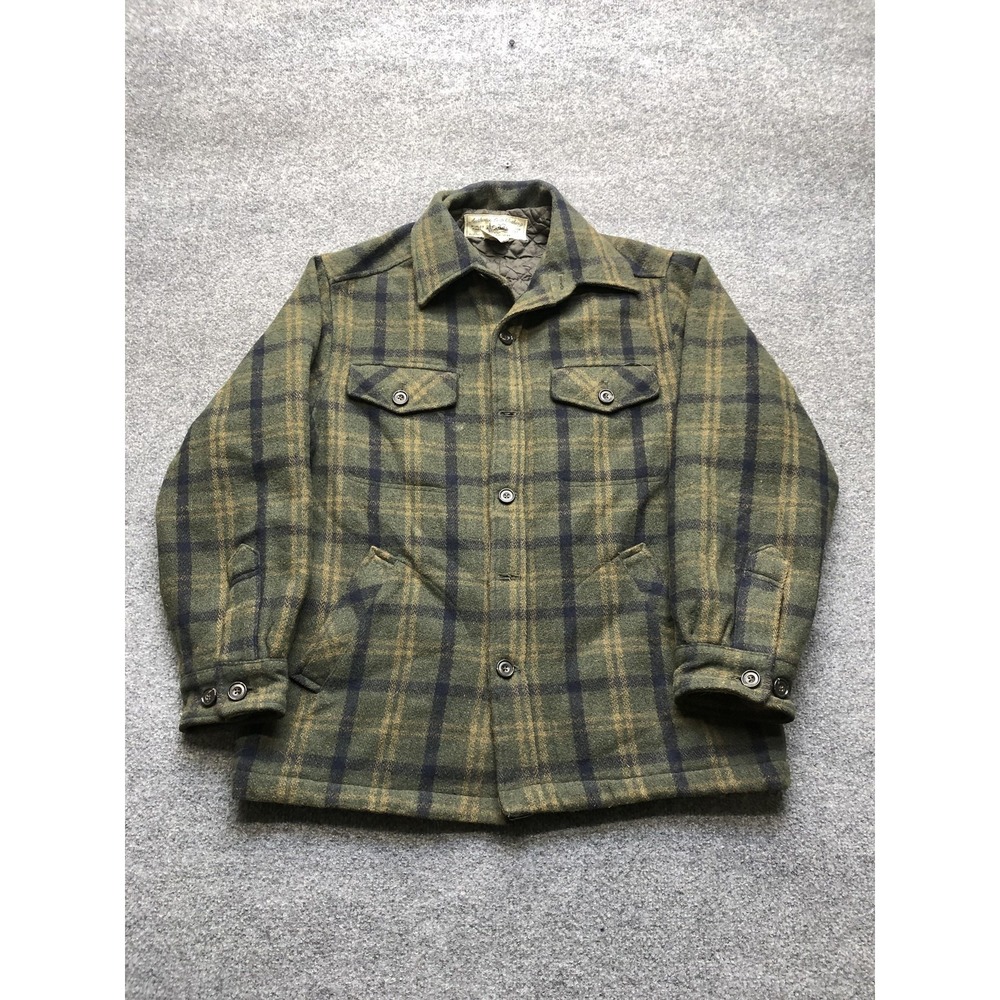 Vintage Gap Jacket Mens Small Green Wool Plaid Lined Outdoor Hunting Taiwan